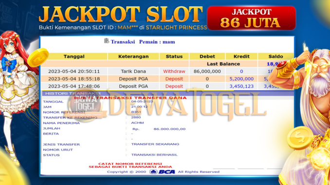 bukti jp dewatogel #263